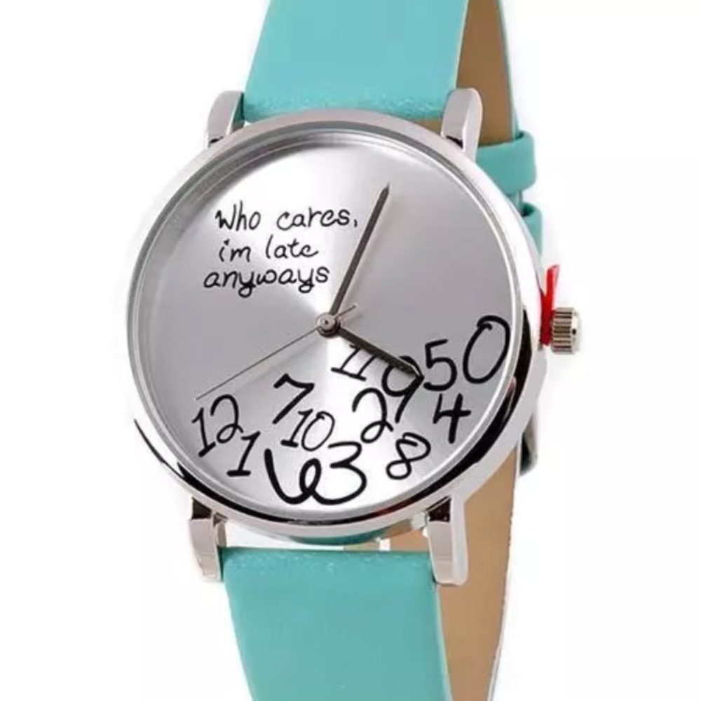 Geneva Platinum Who Cares I'm Late Wrist Watch